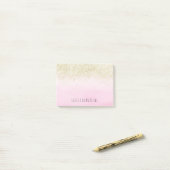 Gold Faux Glitter Pink Waterverf op maat Post-it® Notes (Op bureau)