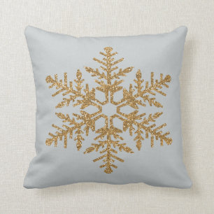 Gold Faux Glitter Snowflake Kussen