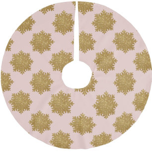 Gold Faux Glitter Snowflake Patroon Roze Kerstboom Rok