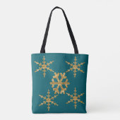 Gold Faux Glitter Snowflakes Tote Bag (Achterkant)