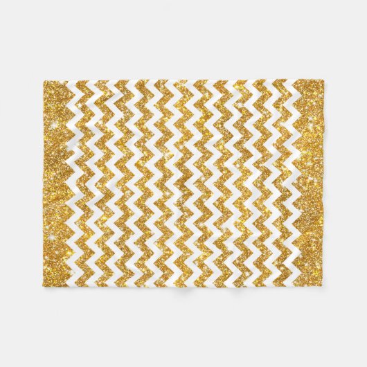 Gold Faux Glitter White Chevron Pattern Girly Fleece Deken (Voorkant (Horizontaal))