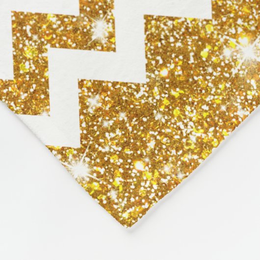 Gold Faux Glitter White Chevron Pattern Girly Fleece Deken (Hoek)