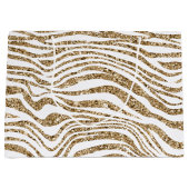Gold Faux Glitter Zebra Groot Cadeauzakje (Voorkant)