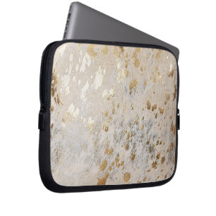 Gold Faux Koeienhuid Print Metallic Cowgirl Wester Laptop Sleeve