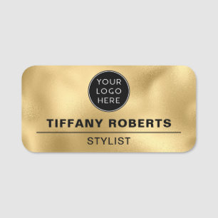 Gold Faux Metallic Company Logo Medewerker Naamplaatje