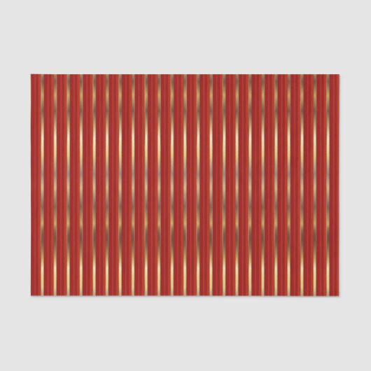 Gold Faux Metallic en Red Stripes Tissuepapier (Voorkant)