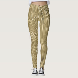 Gold Faux Metallic Shimmer Textured Leggings