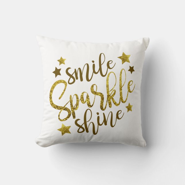  Gold Faux Sparkle Pillow voor haar Kussen (Voorkant)