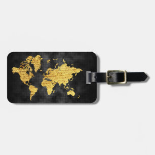 Gold Faux Wereldkaart Professional Black Metal Bagagelabel