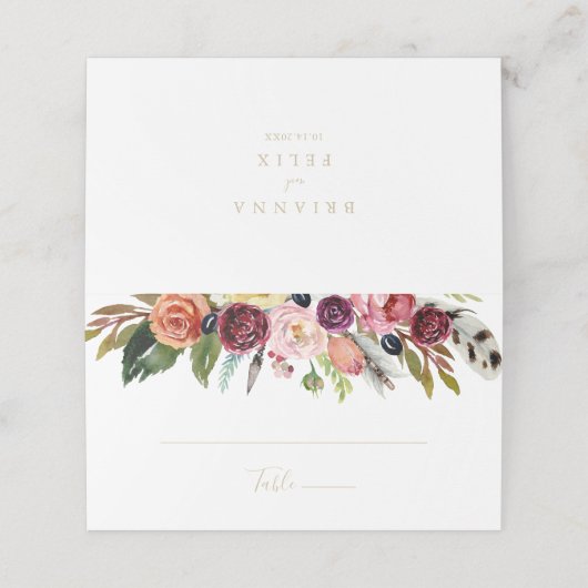 Gold Feather Boho Tropical Floral Wedding (Buitenkant ongevouwen)