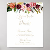 Gold Feather Boho Tropical Signature Drink Sign Poster (Voorkant)