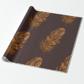 Gold Feather Cadeaupapier (Uitgerold)