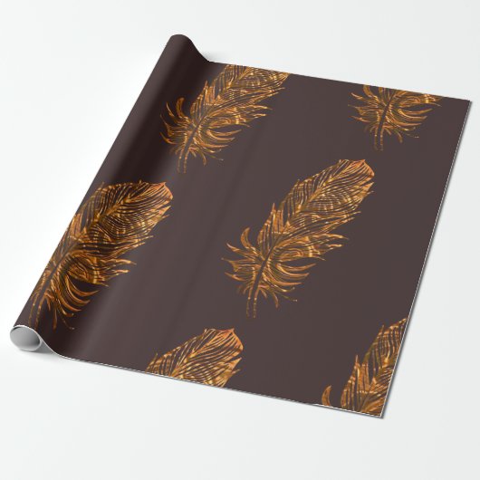 Gold Feather Cadeaupapier (Uitgerold)