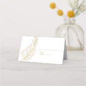 Gold Feather Leaf Name Place Card (Achterkant)