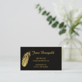 Gold Feather Pen Black Classic Writer Visitekaartje (Staand voorkant)