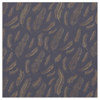 Gold Feather Print Stof