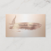Gold Feather Roos Gold Brush Stroke Notaris Visitekaartje (Voorkant)