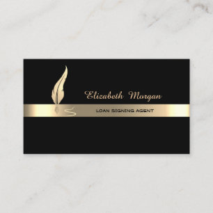 Gold Feather Stripe Black Notary Visitekaartje
