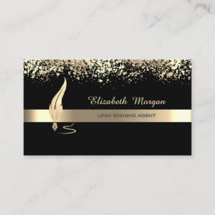 Gold Feather Stripe Black Notary Visitekaartje