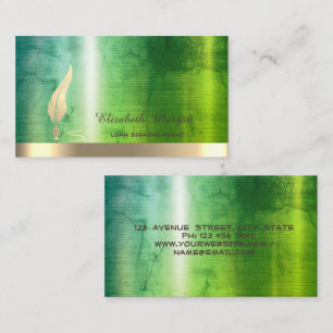 Gold Feather Stripe Marble Green Notary Visitekaartje