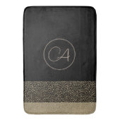 Gold Feathers op Black Monogram Bath Towel Set Bat Badmat (Voorkant Verticaal)