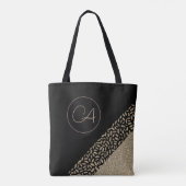 Gold Feathers op zwart monogram Draagtas (Achterkant)