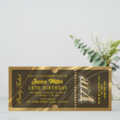 GOLD Feest Ticket Uitnodiging (Staand voorkant)