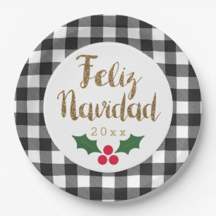 Gold Feliz Navidad Black Buffalo Pset Papieren Bordje