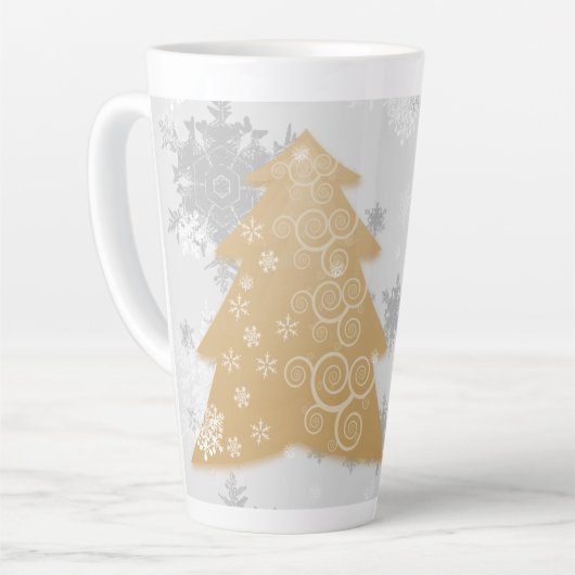 Gold Festive Arbre de Noël Latte Mug (Angle gauche)