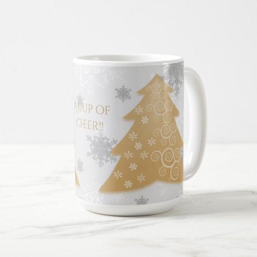 Gold Festive kerstboomkoffie Mok (Voorkant rechts)