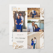 Gold Feuilles 4 Photo Faire-part de grossesse (Devant / Derrière)