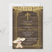 Gold Fiesta Boy Baptême Christening Invitation (Devant)