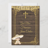 Gold Fiesta Boy Baptême Christening Invitation (Dos)