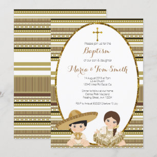 Gold Fiesta Boy & Girl Baptism Christening Kaart