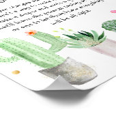 Gold Fiesta Cactus Diaper Thoughts Baby shower Poster (Hoek)