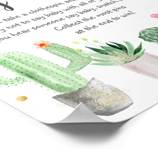 Gold Fiesta Cactus zeggen niet dat Baby game Poster (Hoek)