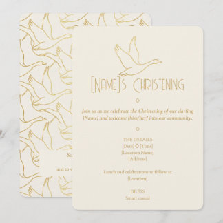 Gold Filigree Art Deco | Goose Christening Kaart