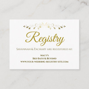 Gold  Filigree Border Wedding Registry Informatiekaartje