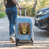 Gold Filigree Lion Sticker (Koffer Insitu)