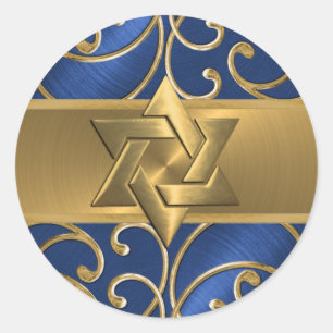 Gold Filigree Swirls Star van David Ronde Sticker