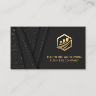 Gold Finance-pictogram Zwarte Luxe-achtergrondbu Visitekaartje