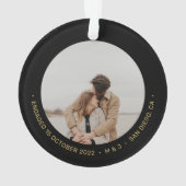 Gold First Christmas Engagé Couple Photo Ceramic (dos)