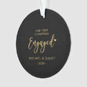 Gold First Christmas Engagé Couple Photo Ceramic (devant)