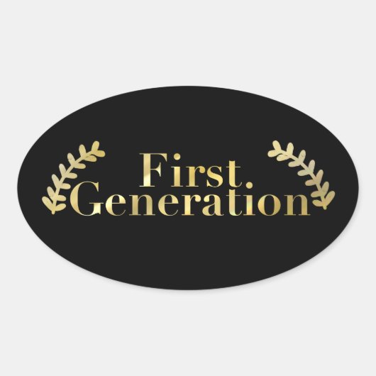 Gold First Generation-student met Gold Foliage Ovale Sticker (Voorkant)