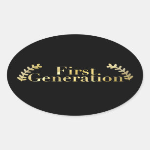 Gold First Generation-student met Gold Foliage Ovale Sticker