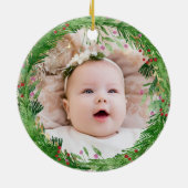 Gold First Kerstmis als Grootouders Baby Foto Keramisch Ornament (Achterkant)