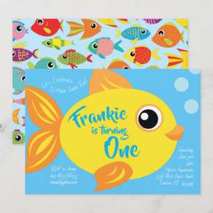 Gold Fish Aquarium 1e Verjaardag Schattigee uitnod Kaart