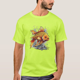 Gold Fish Art Design Vector en Illustrator T-shirt