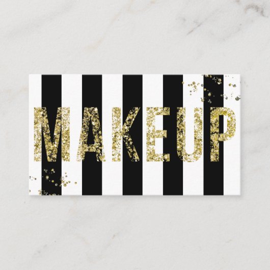 Gold Flakes Glitter Black White Minimale Makeup Visitekaartje (Voorkant)