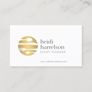 Gold Flatware Logo voor evenementenplanner, cateri Visitekaartje